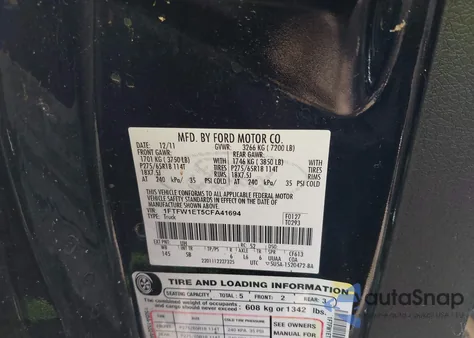 2012 Ford F-150 Fx4 z USA, uszkodzony, nr VIN 1FTFW1ET5CFA41694